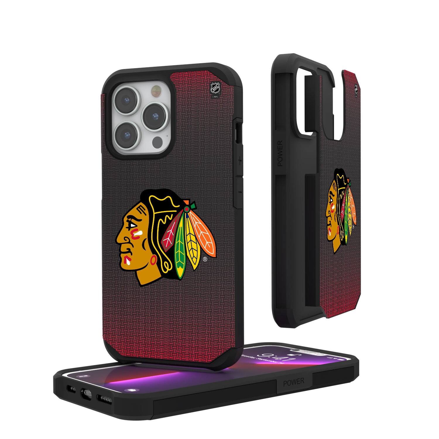 Keyscaper - NHL - Chicago Blackhawks Linen Logo iPhone Rugged Case - 14 Plus - Black price history on PriceWatchPro