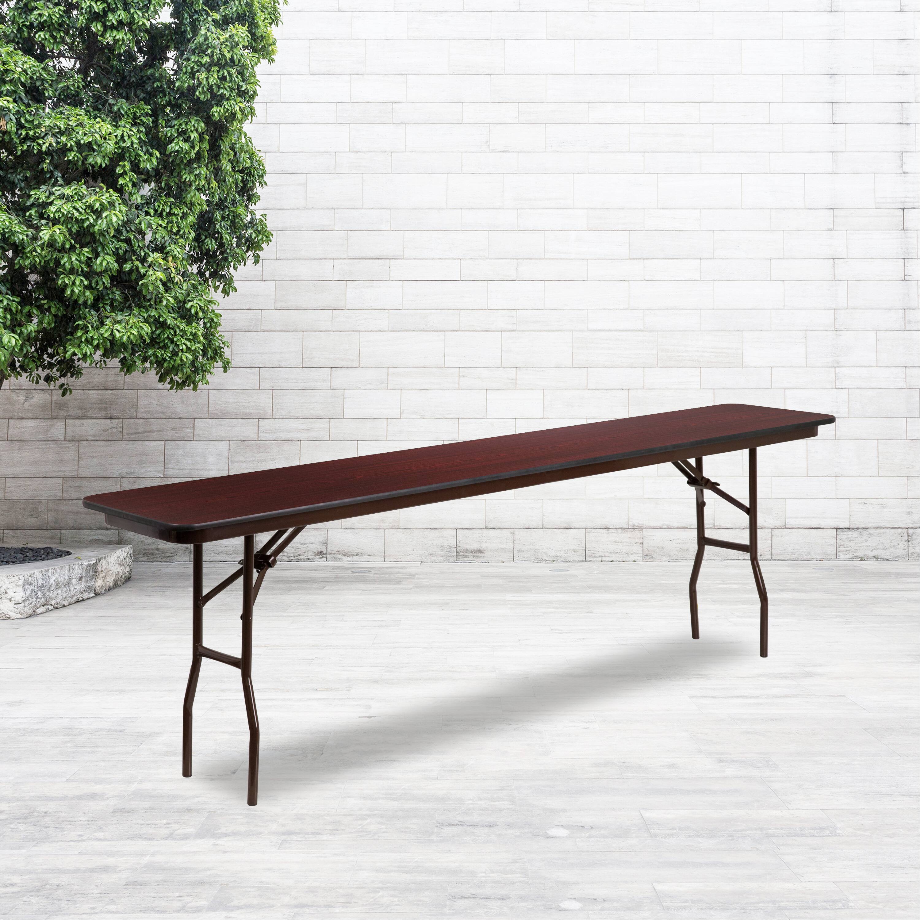 Alt View 11. Alamont Home - 8-Foot Mahogany Melamine Laminate Folding Training Table - Mahogany.