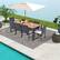 Alt View 3. Costway - 9 Pieces Patio Rattan Dining Set with Acacia Wood Table, 1.9" Umbrella Hole - Mix Brown + Off White.