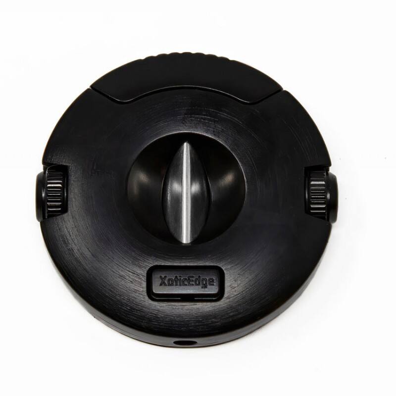 Back. Prestige - XoticEdge Xceed V-Cut Cigar Cutter (Black) - Black Finish.