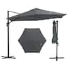 Front. Costway - Costway 9 FT Patio Cantilever Umbrella with Sun-Protective Canopy, Top Air Vent Cross Base - Gray.