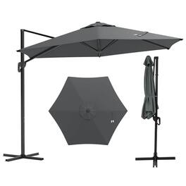 Costway - 9 FT Patio Cantilever Umbrella with Sun-Protective Canopy, Top Air Vent Cross Base - Gray