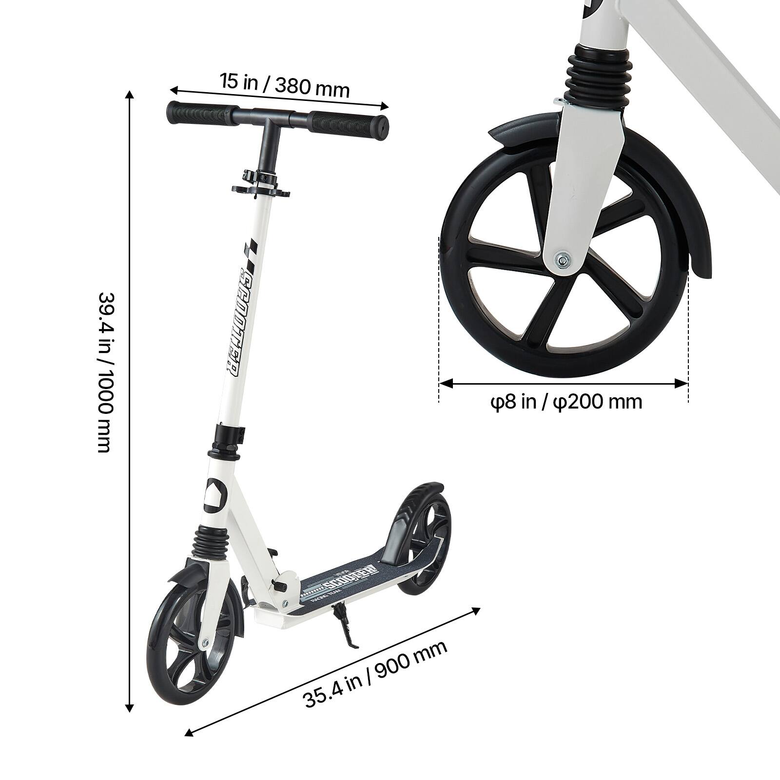 15 in / 380 mm  
39.4 in / 1000 mm  
8 in / 200 mm  
35.4 in / 900 mm