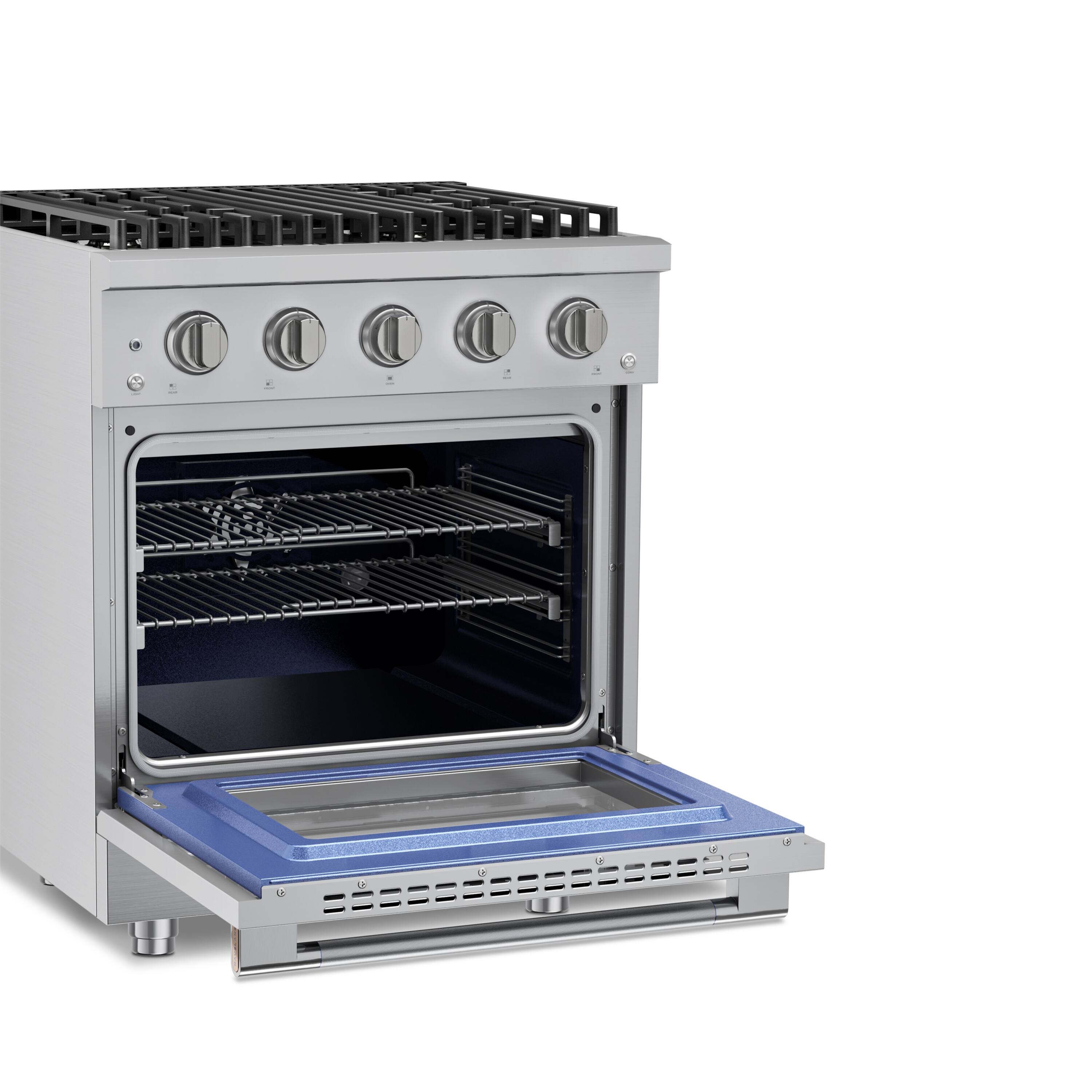 Alt View 3. Hauslane - HausPro 30 in. 4 Burners (20,000 BTU) Freestanding Dual Fuel Range in Stainless Steel with Convection Oven Silver - Stainless Steel.