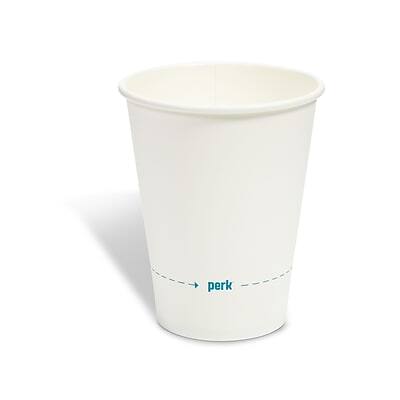 Alt View 1. Perk - Paper Hot Cups, 12 oz., 50/Pack - White.