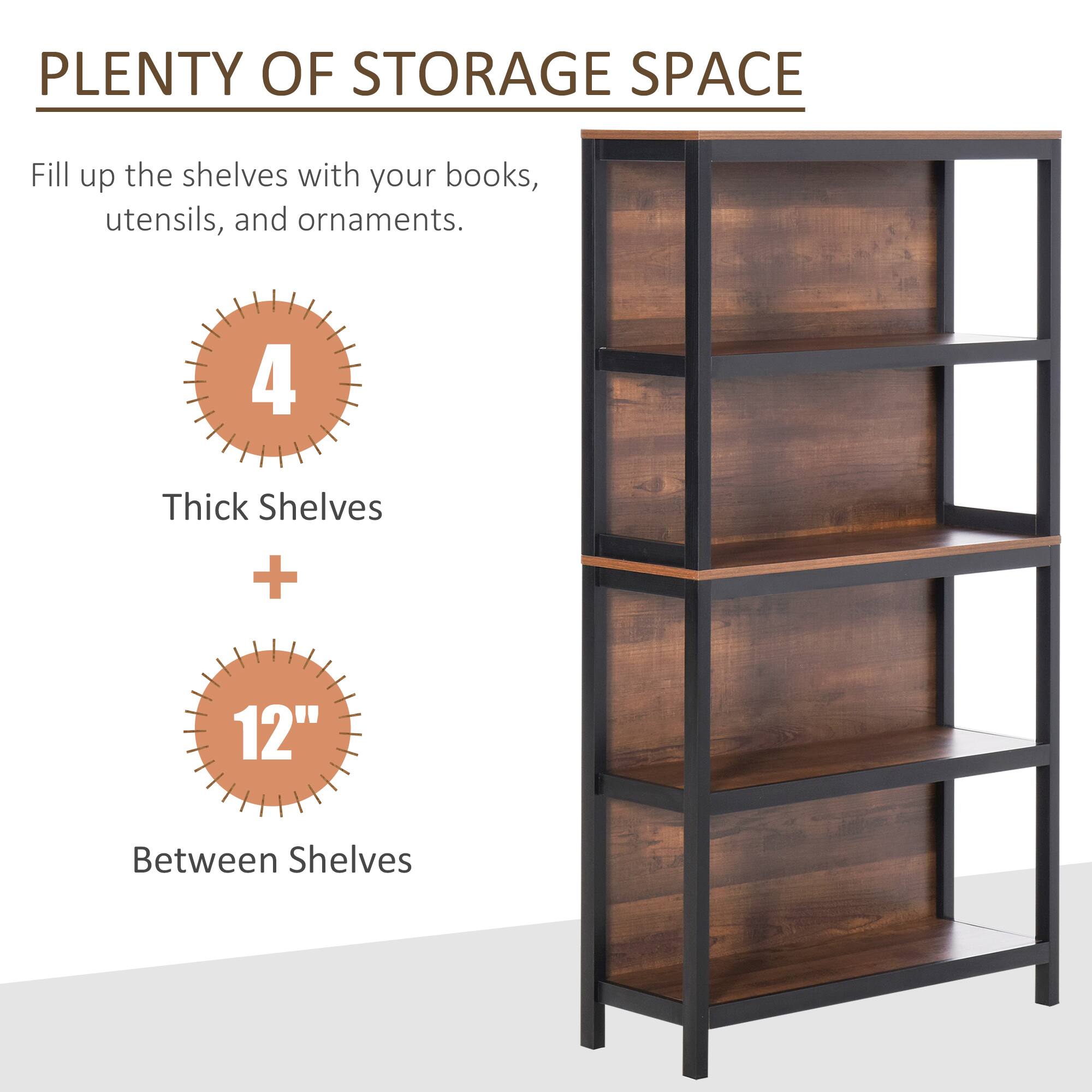 PLENTY OF STORAGE SPACE
Fill up the shelves with your books, utensils, and ornaments.
4 Thick Shelves + 12" Between Shelves