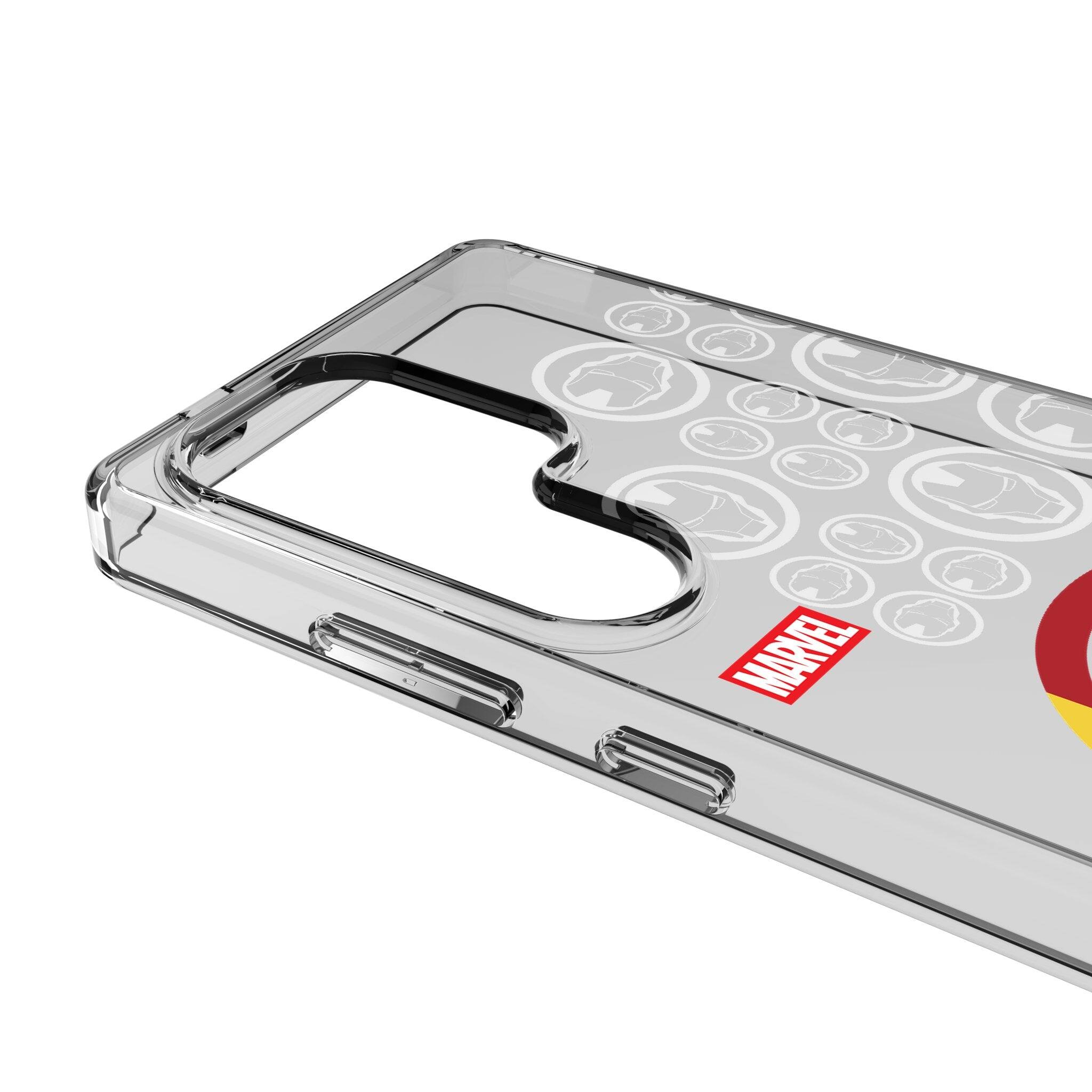 Left. Keyscaper - Marvel Sigil Clear Phone Case - Samsung Galaxy S22 - Iron Man.