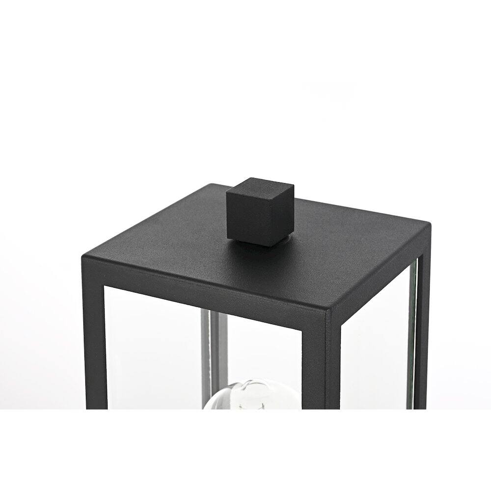 Alt View 2. Elegant Lighting - Veda 15 inch Outdoor Post light in Black - Black And Clear.