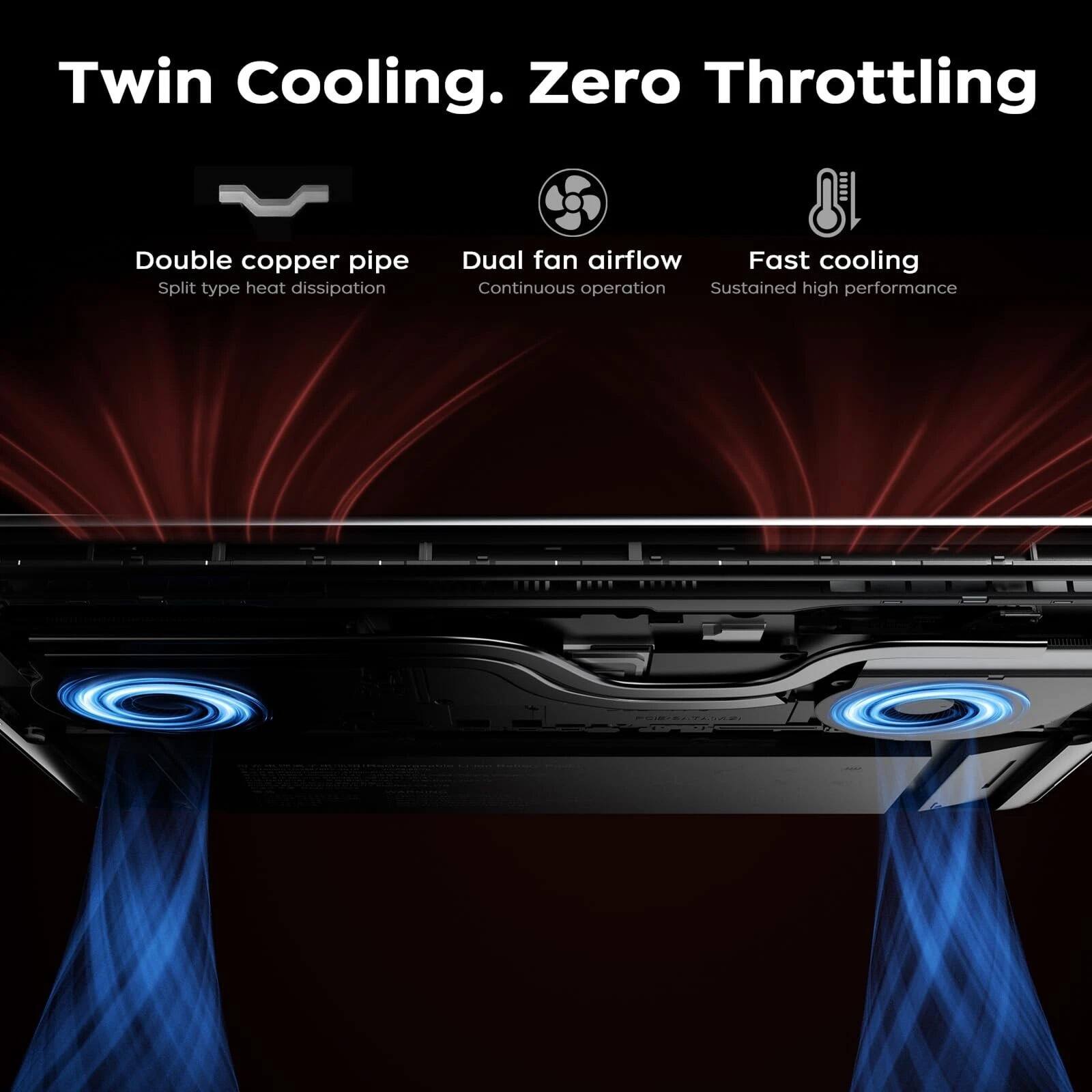 Twin Cooling. Zero Throttling

- Double copper pipe
  - Split type heat dissipation
- Dual fan airflow
  - Continuous operation
- Fast cooling
  - Sustained high performance
