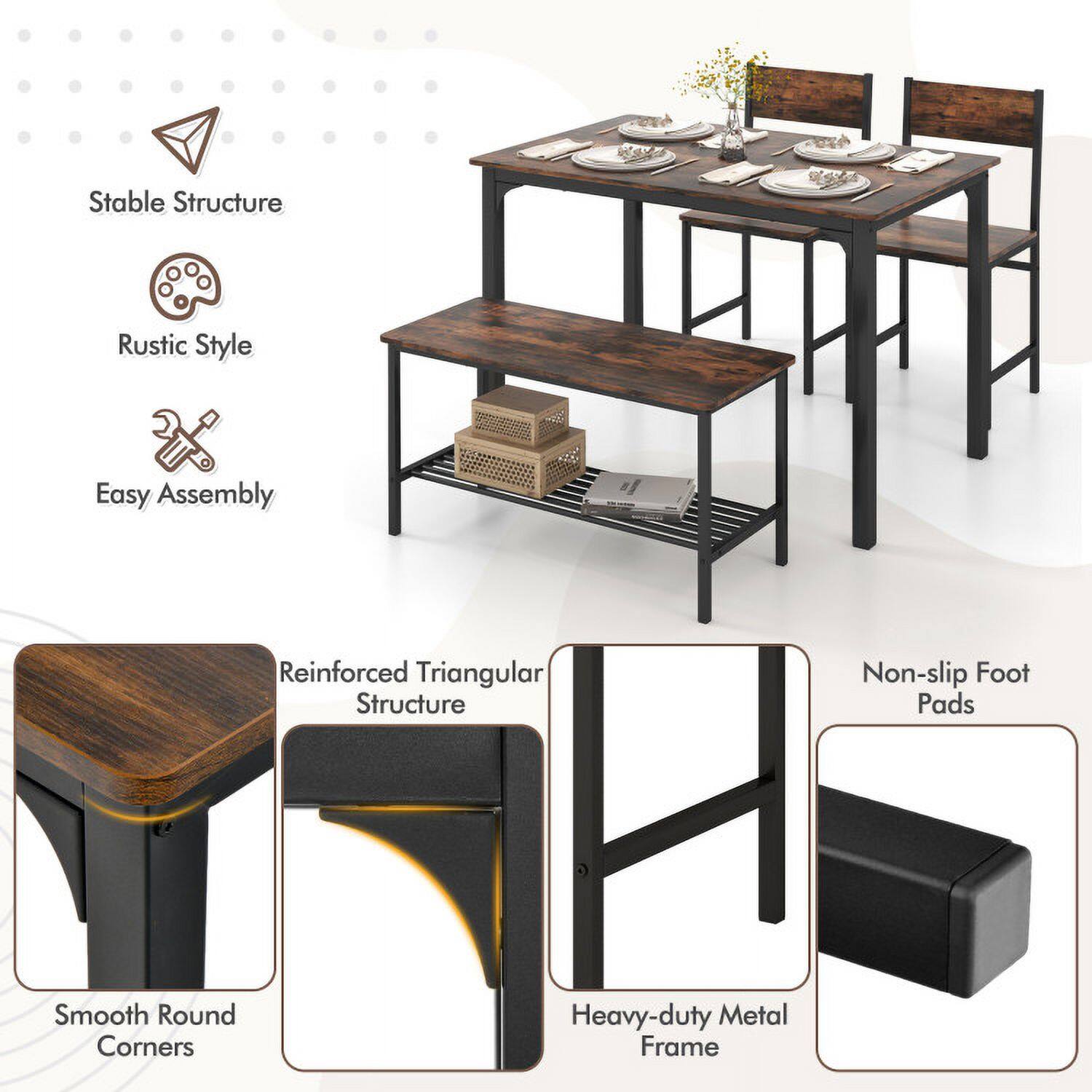 - Stable Structure
- Rustic Style
- Easy Assembly
- Reinforced Triangular Structure
- Smooth Round Corners
- Heavy-duty Metal Frame
- Non-slip Foot Pads