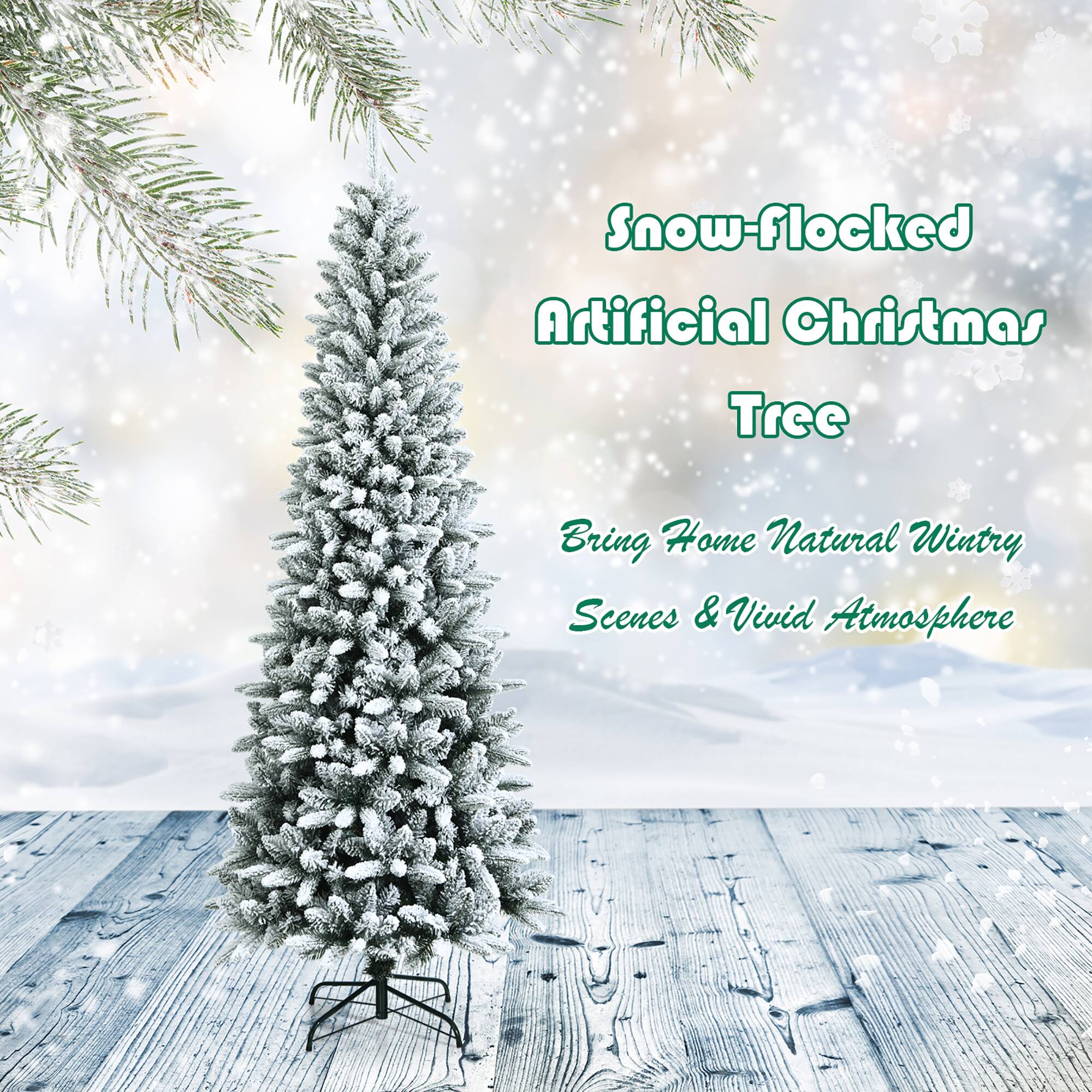 Snow-flocked Artificial Christmas Tree: Bring Home Natural Wintry Scenes & Vivid Atmosphere
