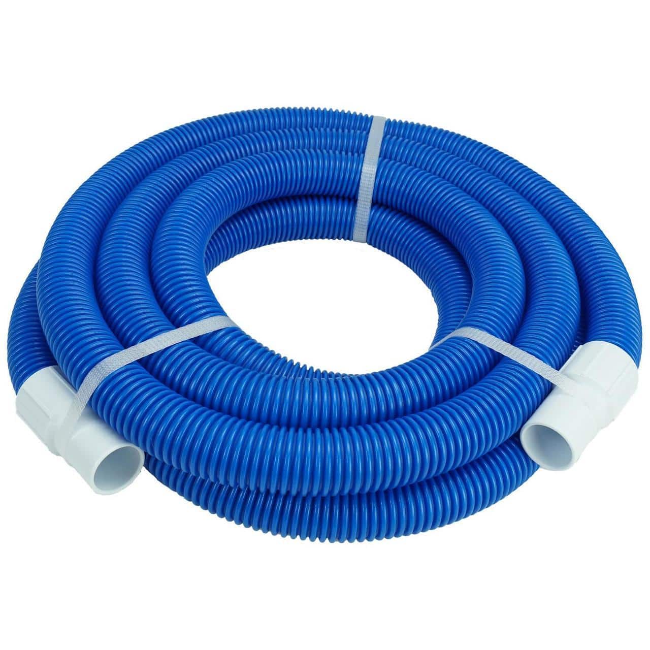 Pool Central - and White Blow Molded Vacuum Hose with Swivel Cuffs 27' x 1.25" - Blue