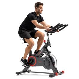 Sunny Health & Fitness - Premium Smart Magnetic Belt Drive Indoor Cycling Exercise Bike - Dark Gray
