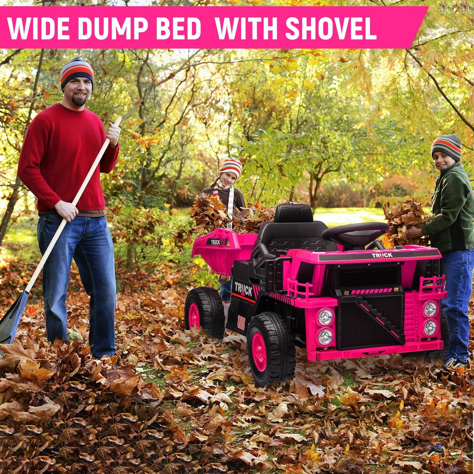 WIDE DUMP BED WITH SHOVEL