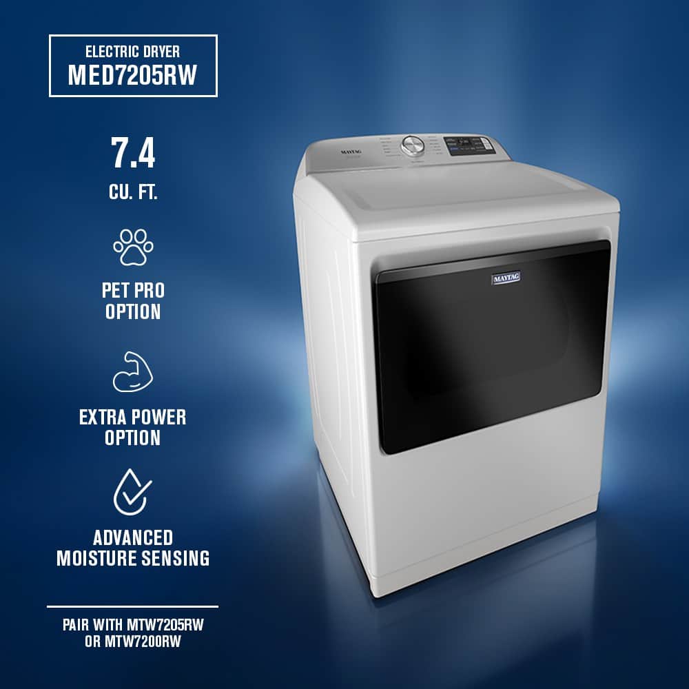 Maytag MED7205RW Maytag - 7.4 Cu Ft. Smart Electric Dryer with Pet Pro Option and Extra Power - White 5