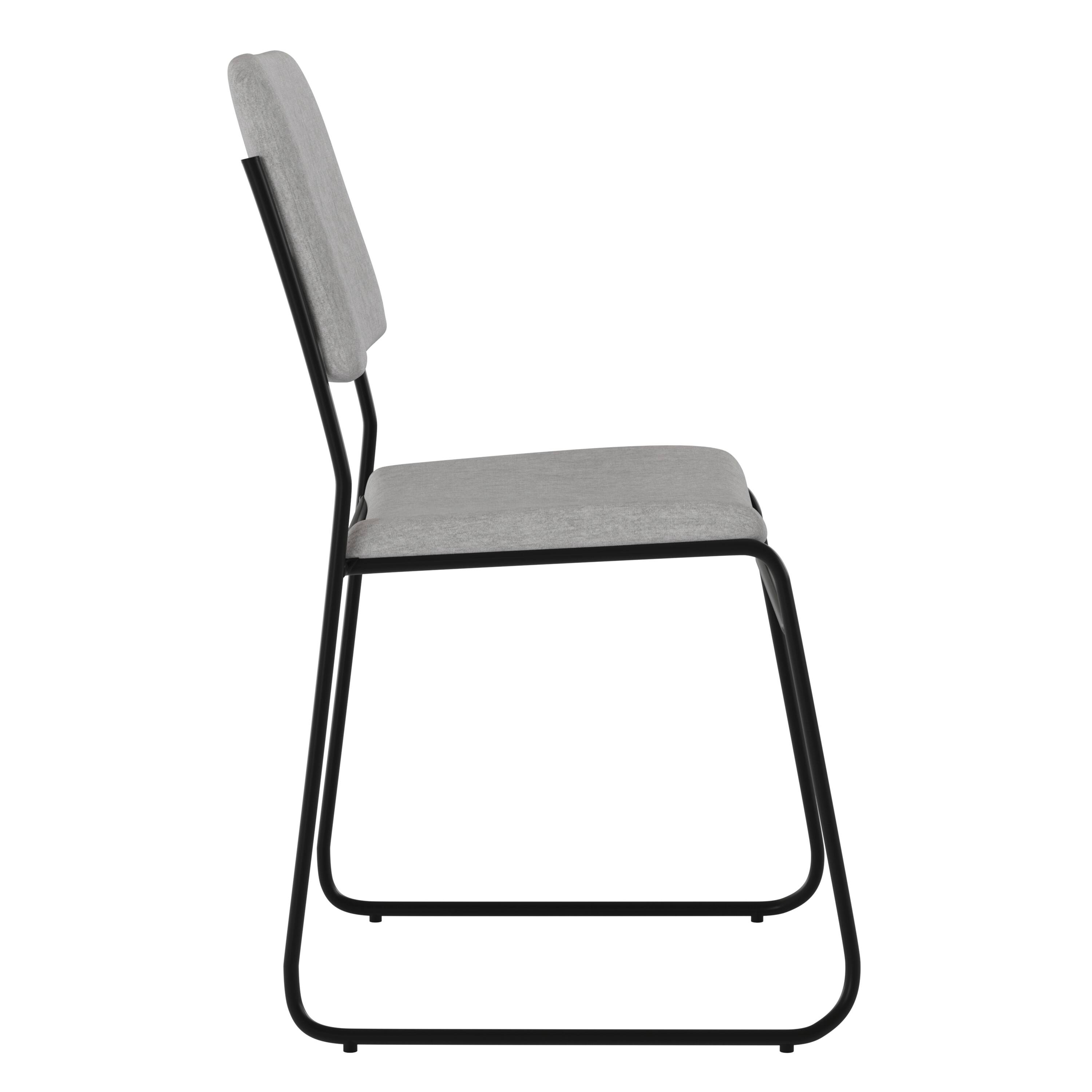 Alt View 8. Emma + Oliver - 500 lb. Capacity High Density Stacking Chair with Sled Base - Gray Fabric/Black Frame.