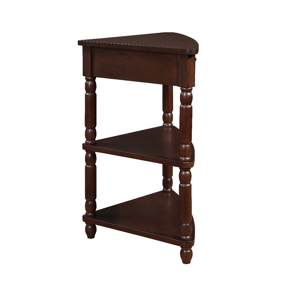 Alt View 1. Loheer - Loheer 33.8 Inch Small Triangle Corner Table 3 Tier Wood Corner Side Table with Solid Wood Legs Light Espresso - Light Espresso.