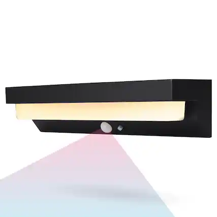 Front. Techko - Outdoor Solar Aluminum Long Wall Sconce with Motion Sensor & LED Lightbar.