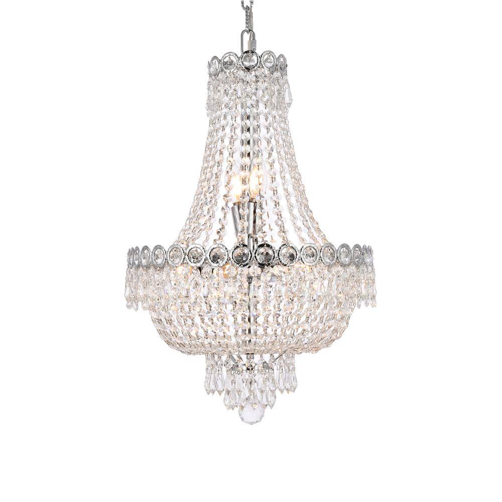 Angle. Elegant Lighting - Century 8 light Chrome Pendant Clear Royal Cut Crystal - Chrome.