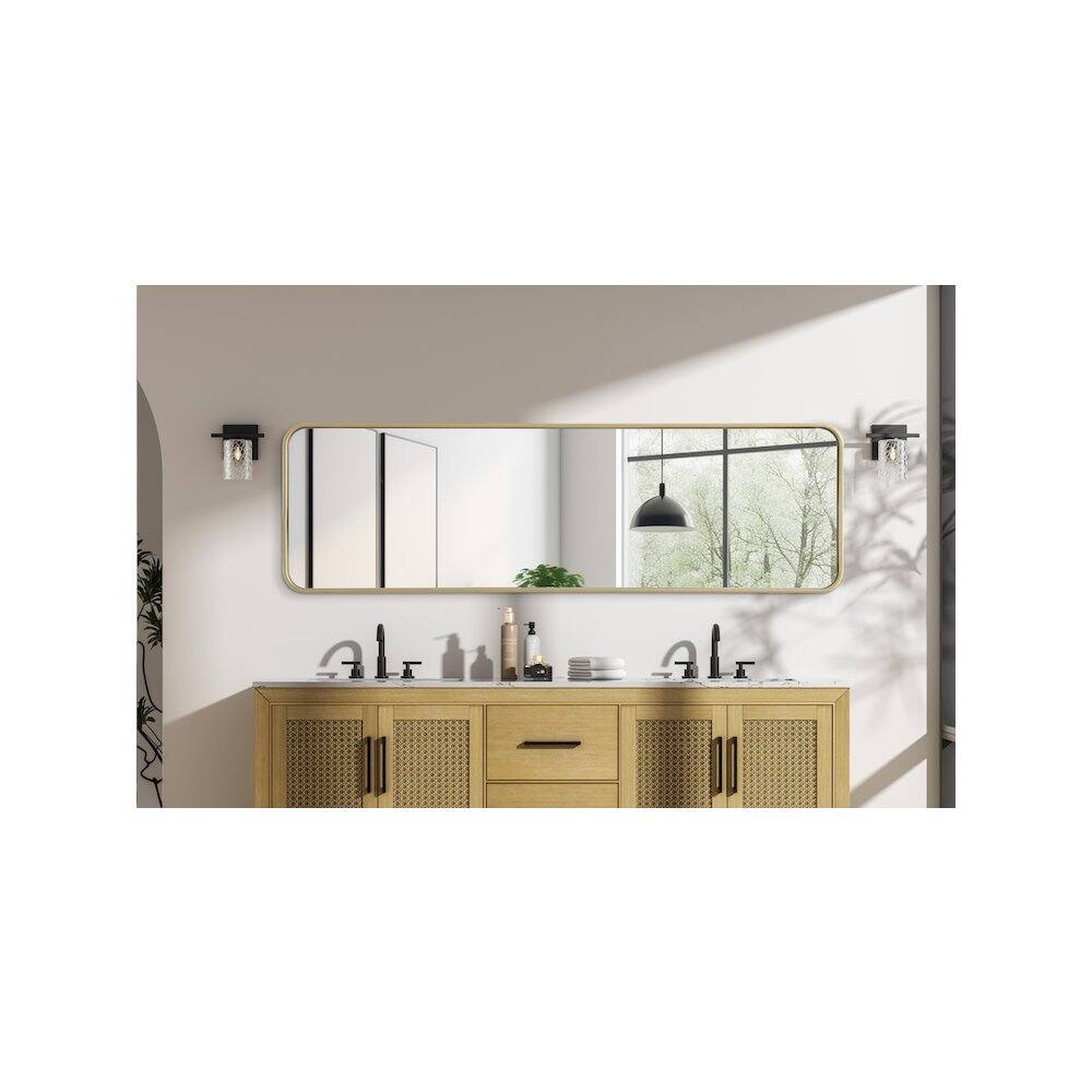 Alt View 3. Elegant Decor - Contour Metal Rectangle Mirror 18x60 in Brass - Brass.