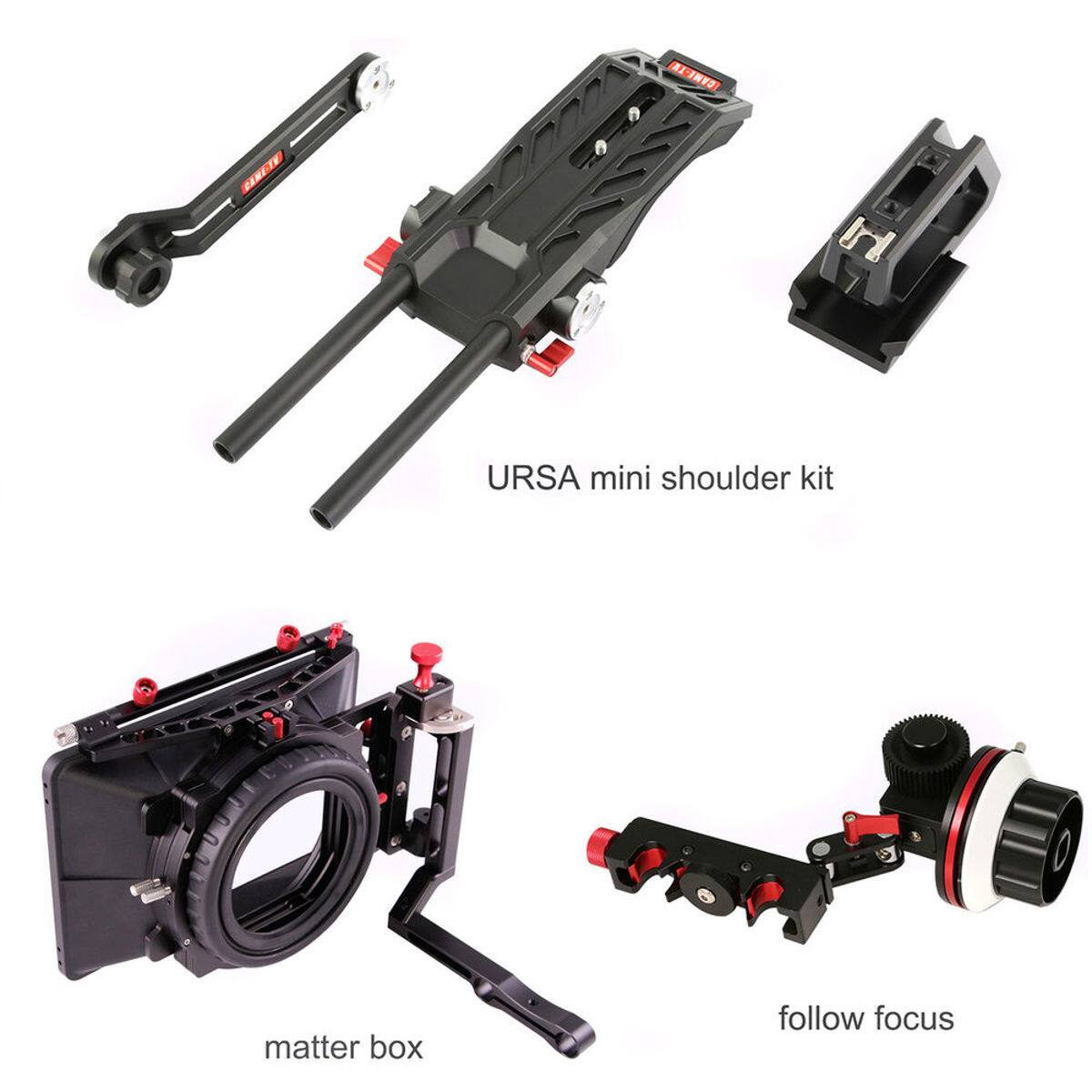 URSA mini shoulder kit  
matter box  
follow focus