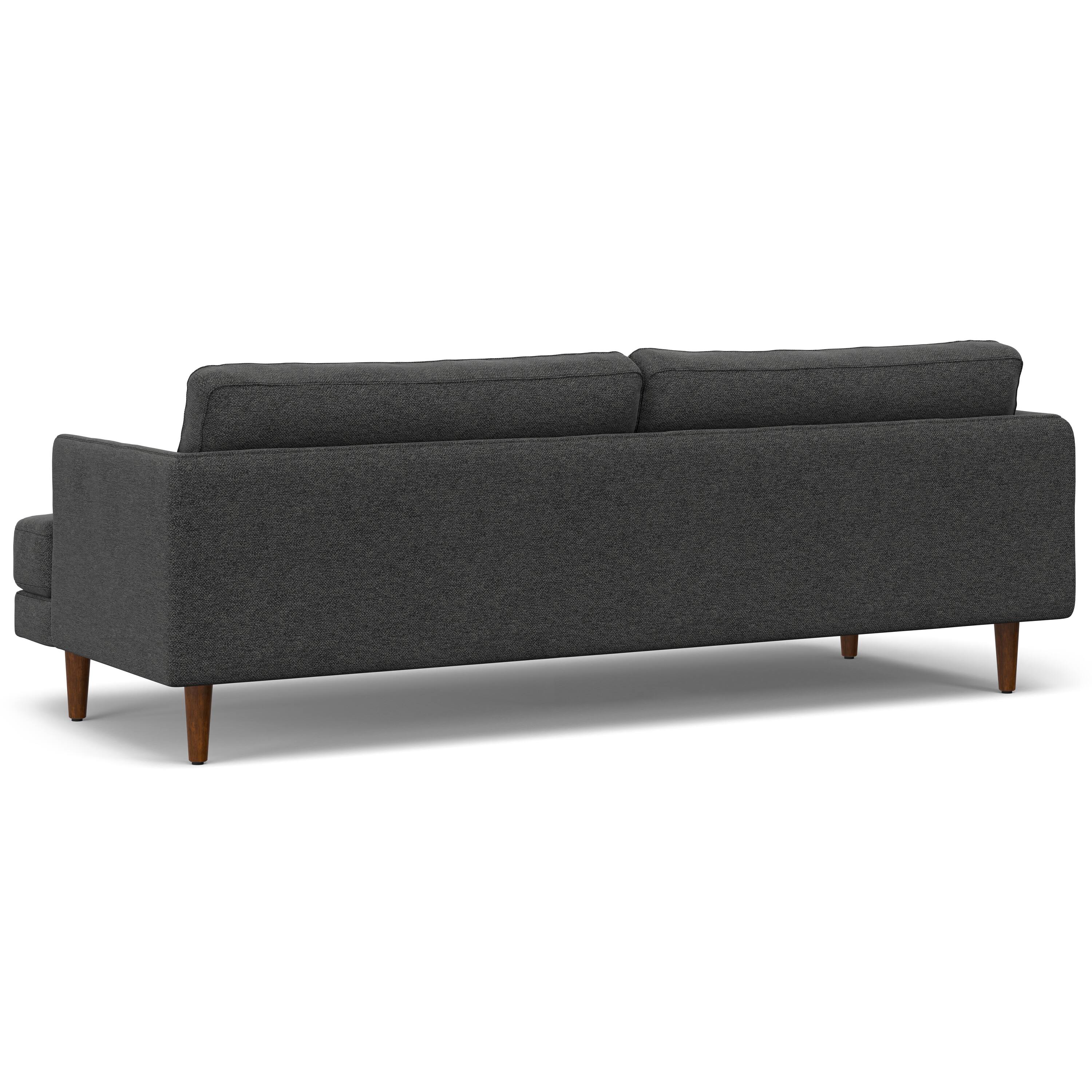 Back. Simpli Home - Livingston 90 inch Wide Mid-Century Modern Sofa in Charcoal Grey Woven-Blend Fabric - Charcoal Grey.
