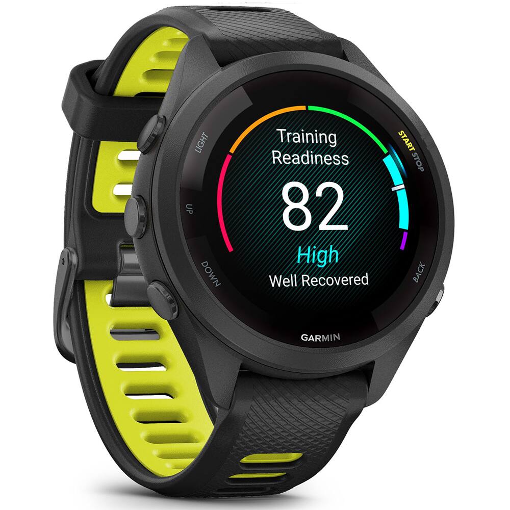 LIGHT UP DOWN Training Readiness 82 High Well Recovered START STOP BACK GARMIN
