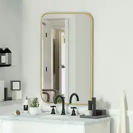 HOMLUX - Rectangular Wall Mirror Gold Aluminum Frame Wall Mounted Modern Decor for Bathroom Bedroom Entryway