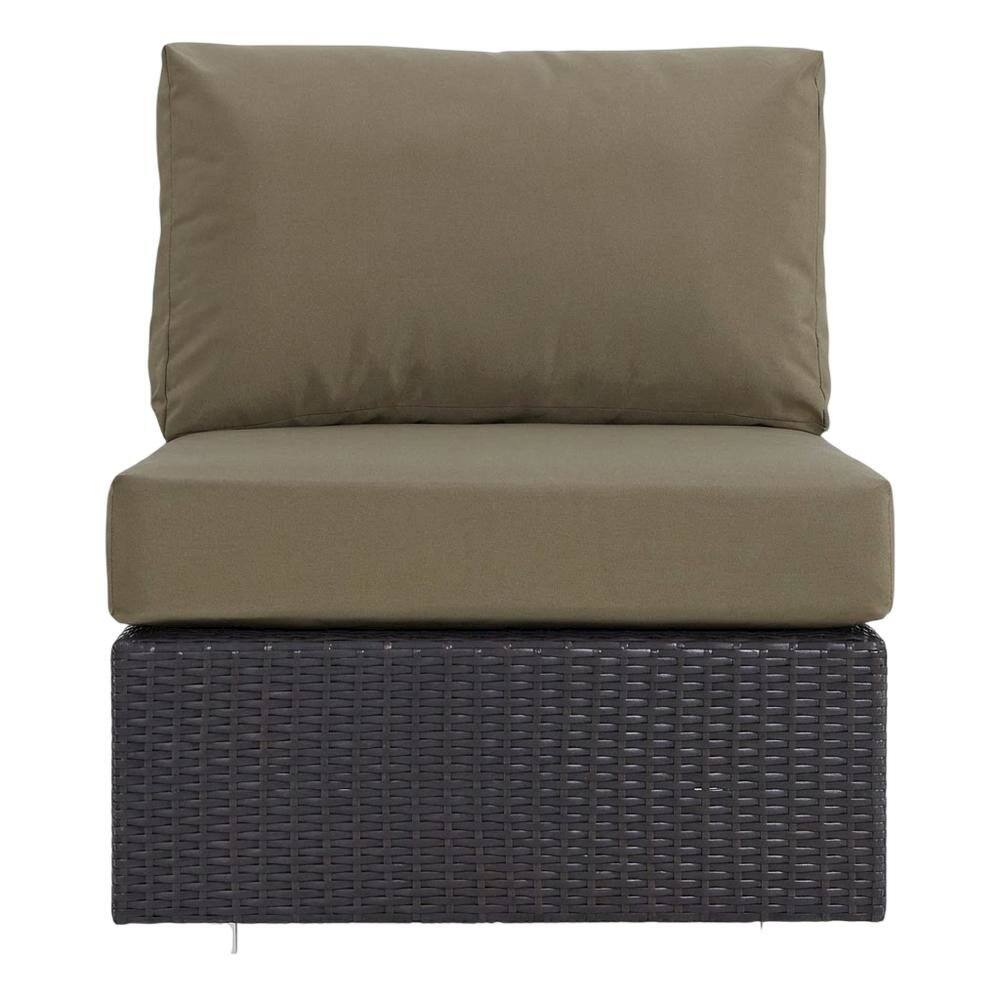Back. Outdoor Escape - Outdoor Patio Armless Lounge Chair With Cushions For Comfortable Seating - Brown.