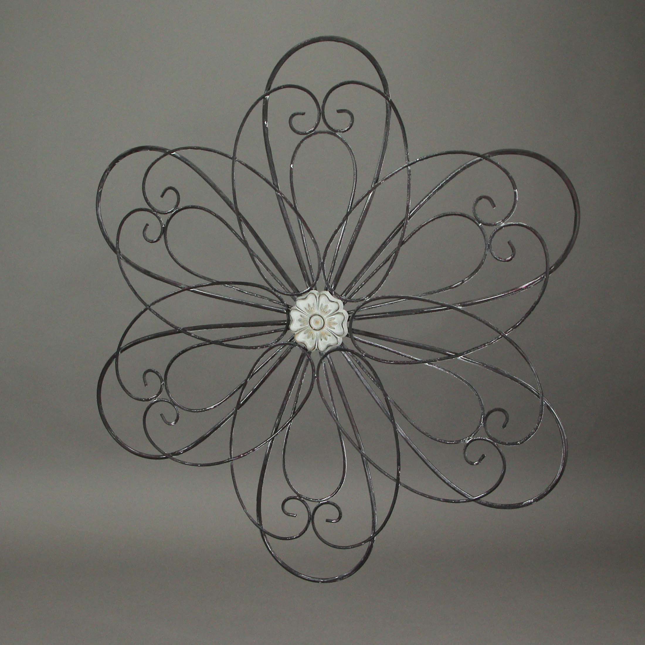 Alt View 4. Mayrich Company - 30 Inch Rustic Wood Metal Flower Sculpture Wall Hanging Art Home Decor Set Of 2 - Multicolored.