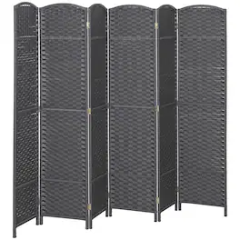 Homcom - Room Divider, 6 Panel Folding Privacy Screen, 5.6' Tall Freestanding Wall Partition for Home Office, Bedroom - Gray