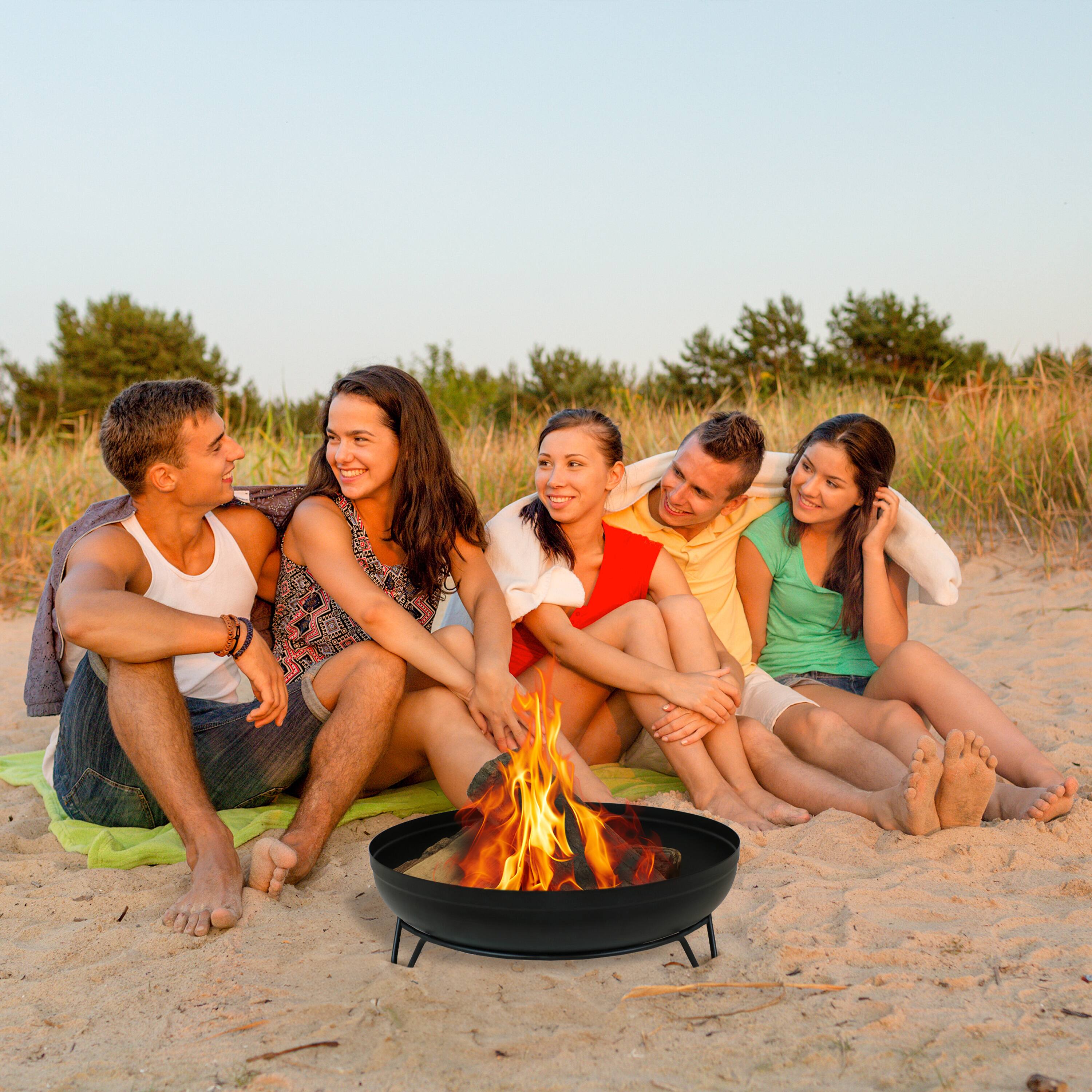 Alt View 8. Sunnydaze - 23 in Steel Wood-Burning Fire Pit Bowl with Stand - Black.