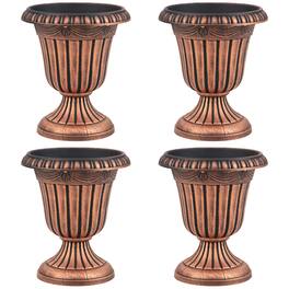 Costway - 18 inch Tall Vintage Planters Set of 4 with Pedestal Base & Pre-marked Drain Hole