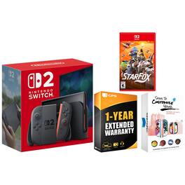 Switch 2 Console with Star Fox Game, MightySkins and 1 Year Extended Warranty Bundle