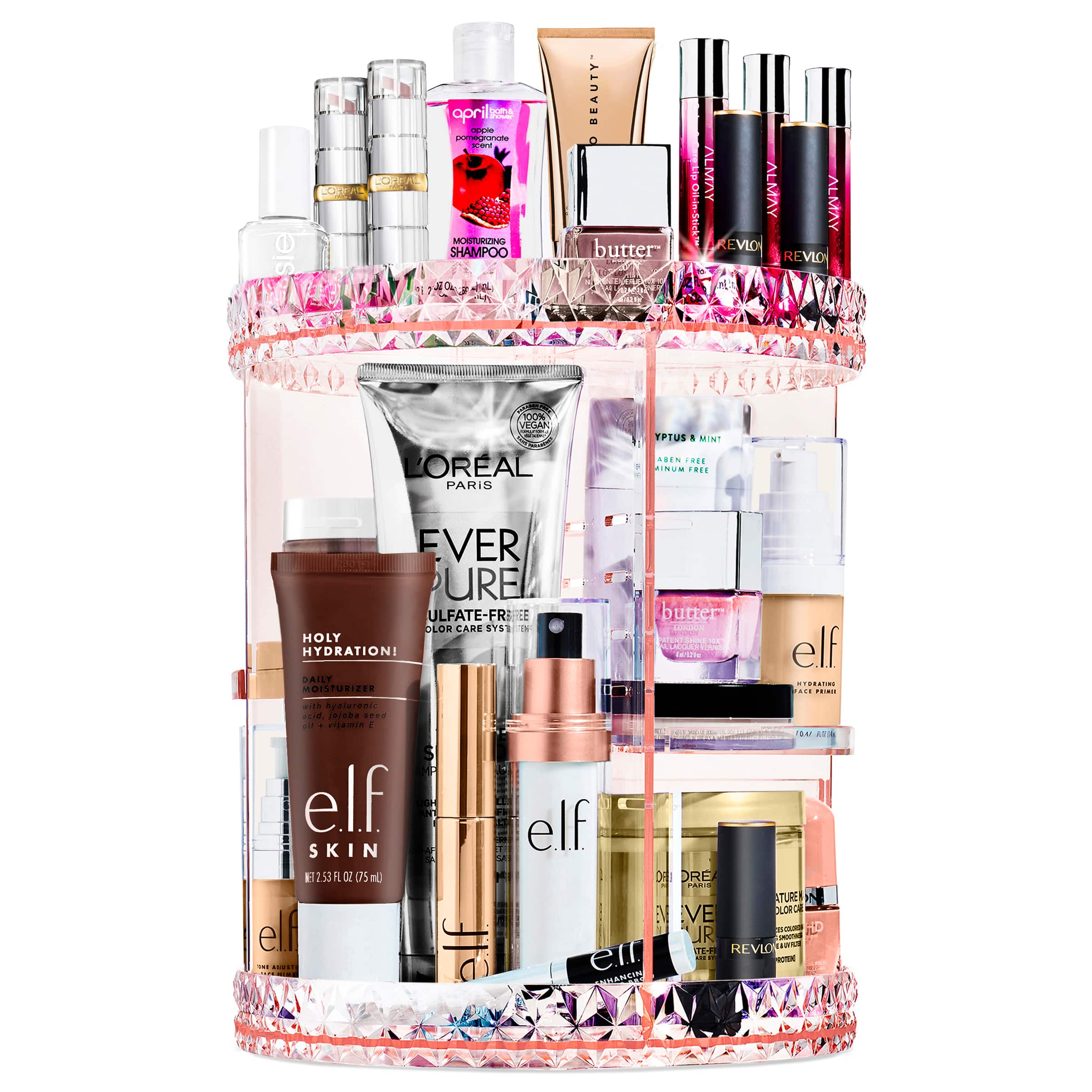 Sorbus - 360 Rotating Makeup Organizer - Spinning cosmetics organizer, Adjustable Shelves for Make Up, Perfume - Pink price history on PriceWatchPro