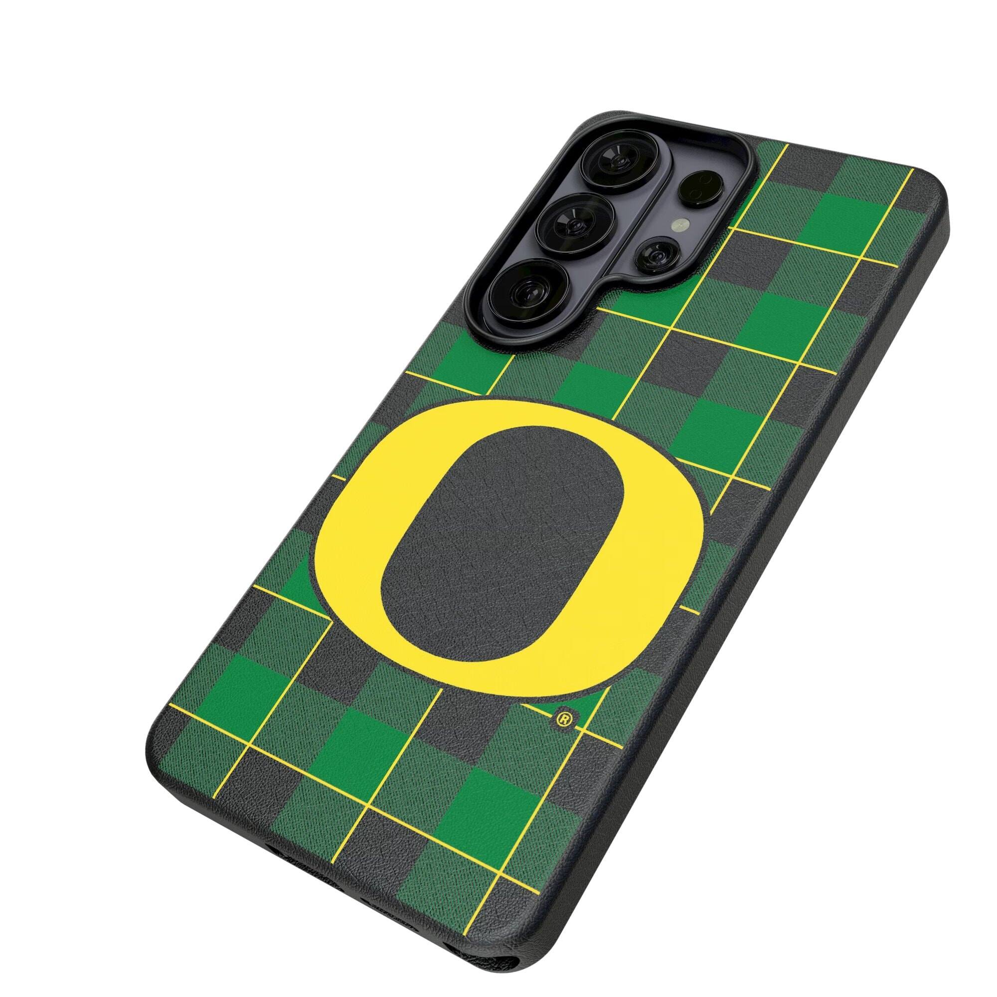 Alt View 1. Keyscaper - Oregon Ducks Plaid Galaxy Magnetic Bump Case - S25 - Black.