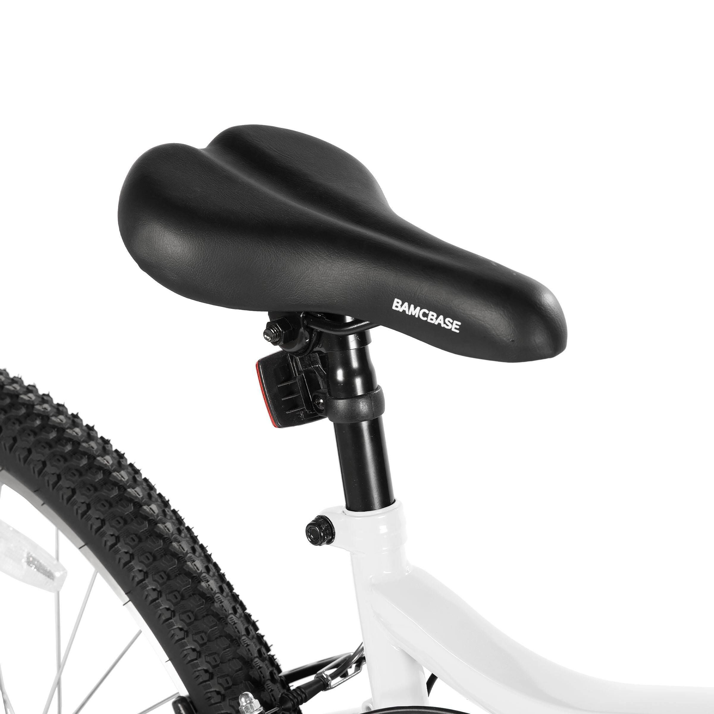 Alt View 10. HILAND - BAMCBASE Lilac 26 inches Mountain Bike for Women, 18-Speed High-Tensile Steel Frame, Suspension Fork, White - white.