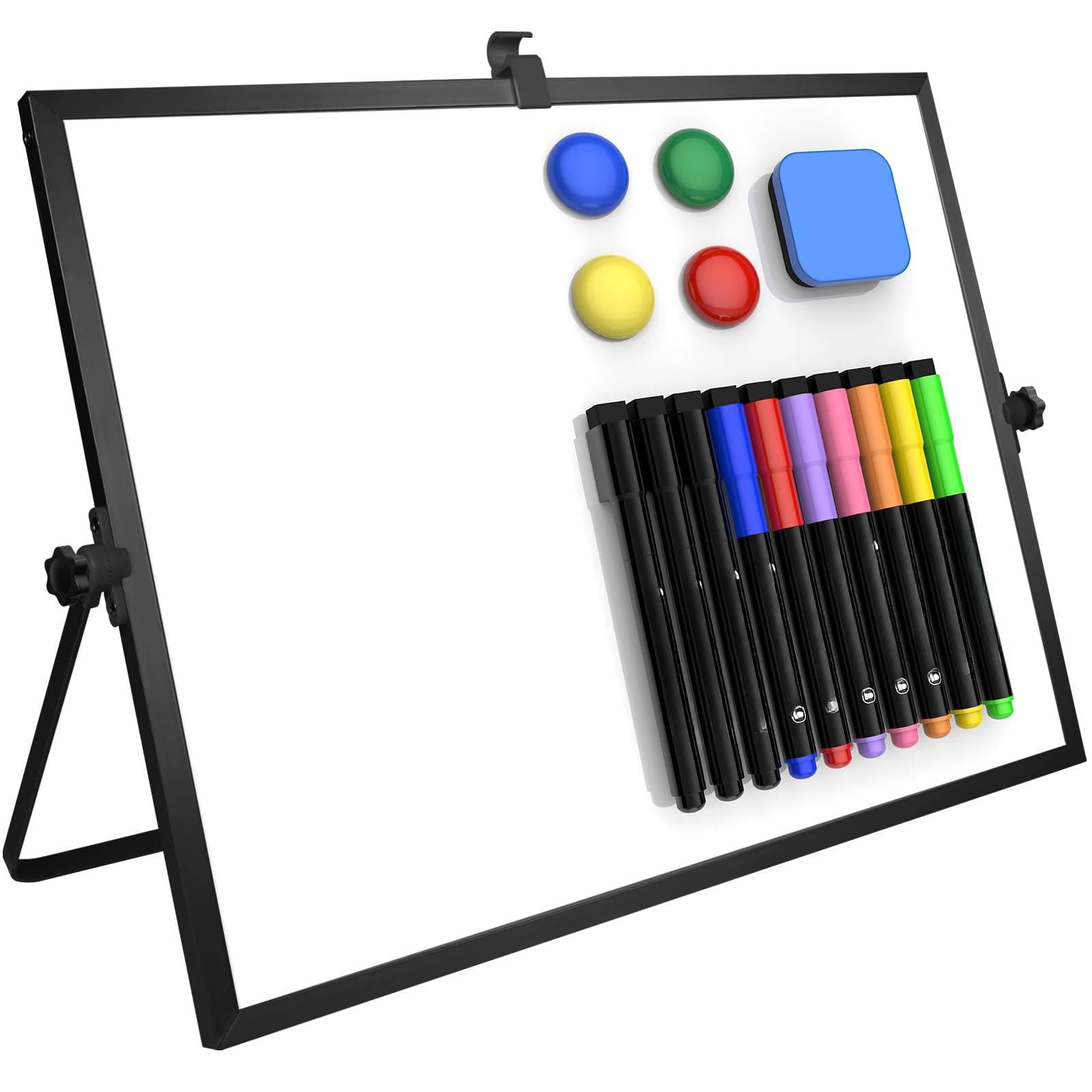 PARKER SLATER - Dry Erase White Board 16inx12in Large Magnetic Desktop Whiteboard With Stand 10 Markers 4 1 Eraser Portable