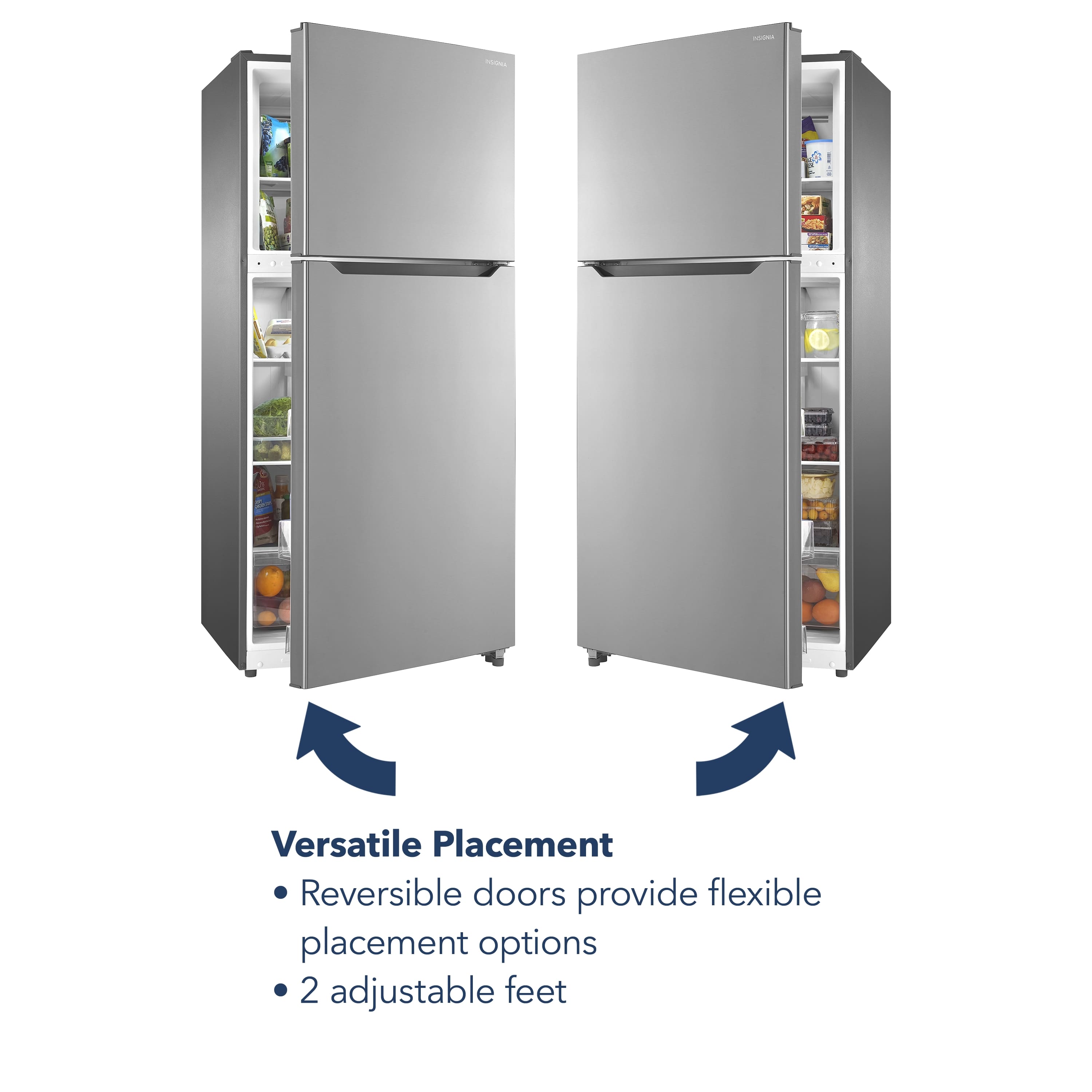 Versatile Placement Reversible doors provide flexible placement options 2 adjustable feet.