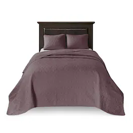 Gracie Mills - Sandy Reversible Bedspread Set with Classic Stitch Pattern - Purple