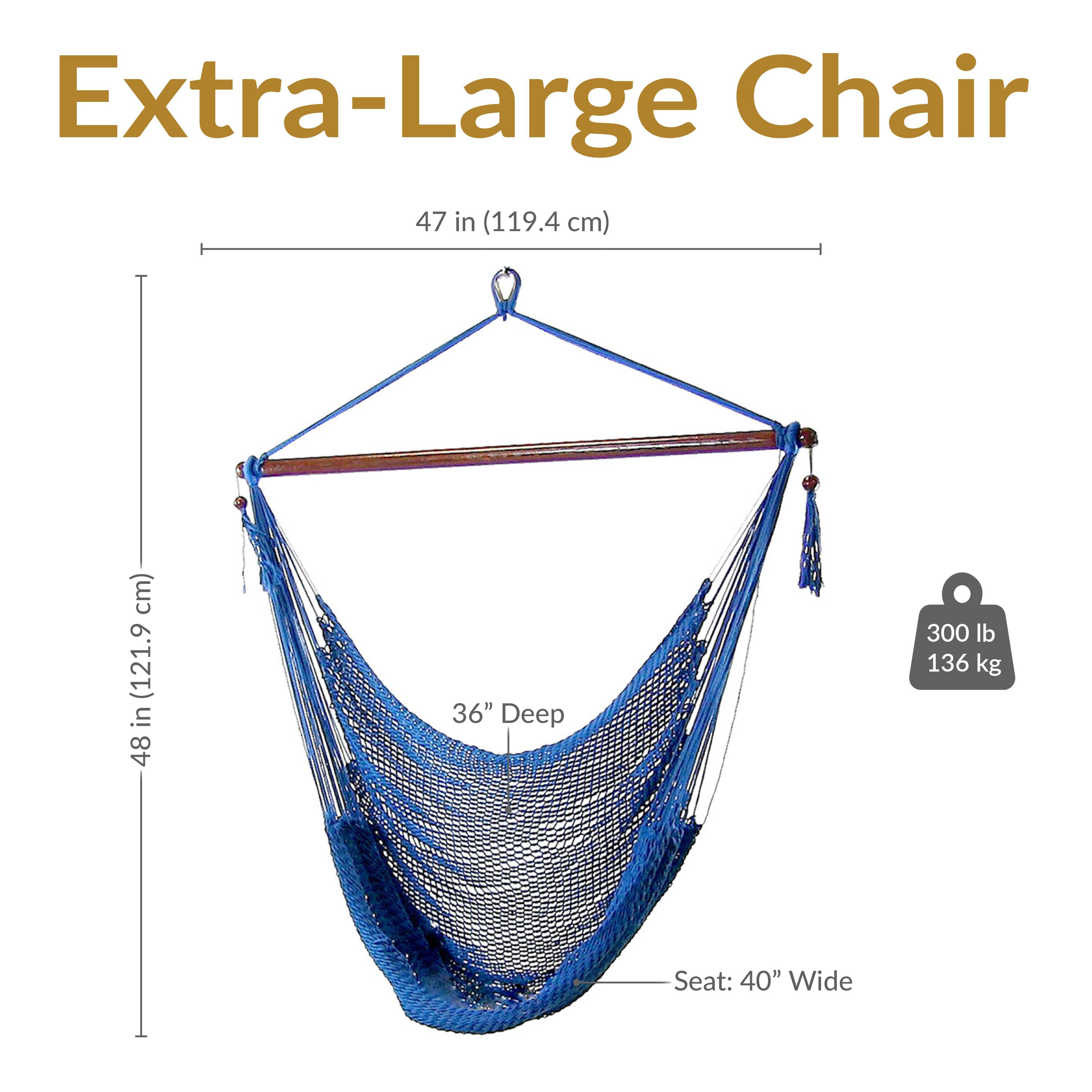 Extra-Large Chair

47 in (119.4 cm)  
48 in (121.9 cm)  
36" Deep  
Seat: 40" Wide  
300 lb (136 kg)