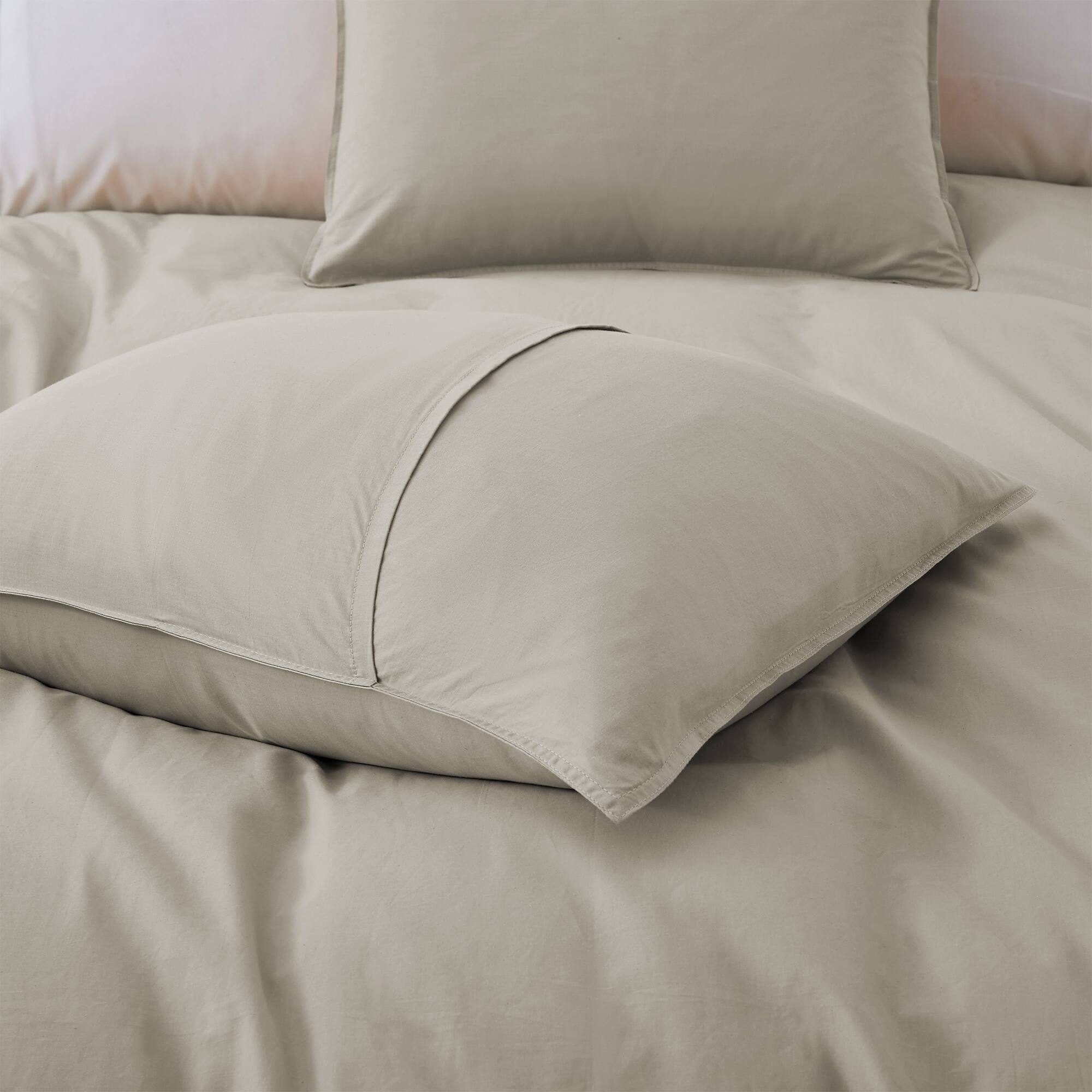 Left. Peace Nest - Peace Nest All Season 100% Cotton Soft and Breathable Duvet Cover Set, Khaki, Full/Queen - Khaki.