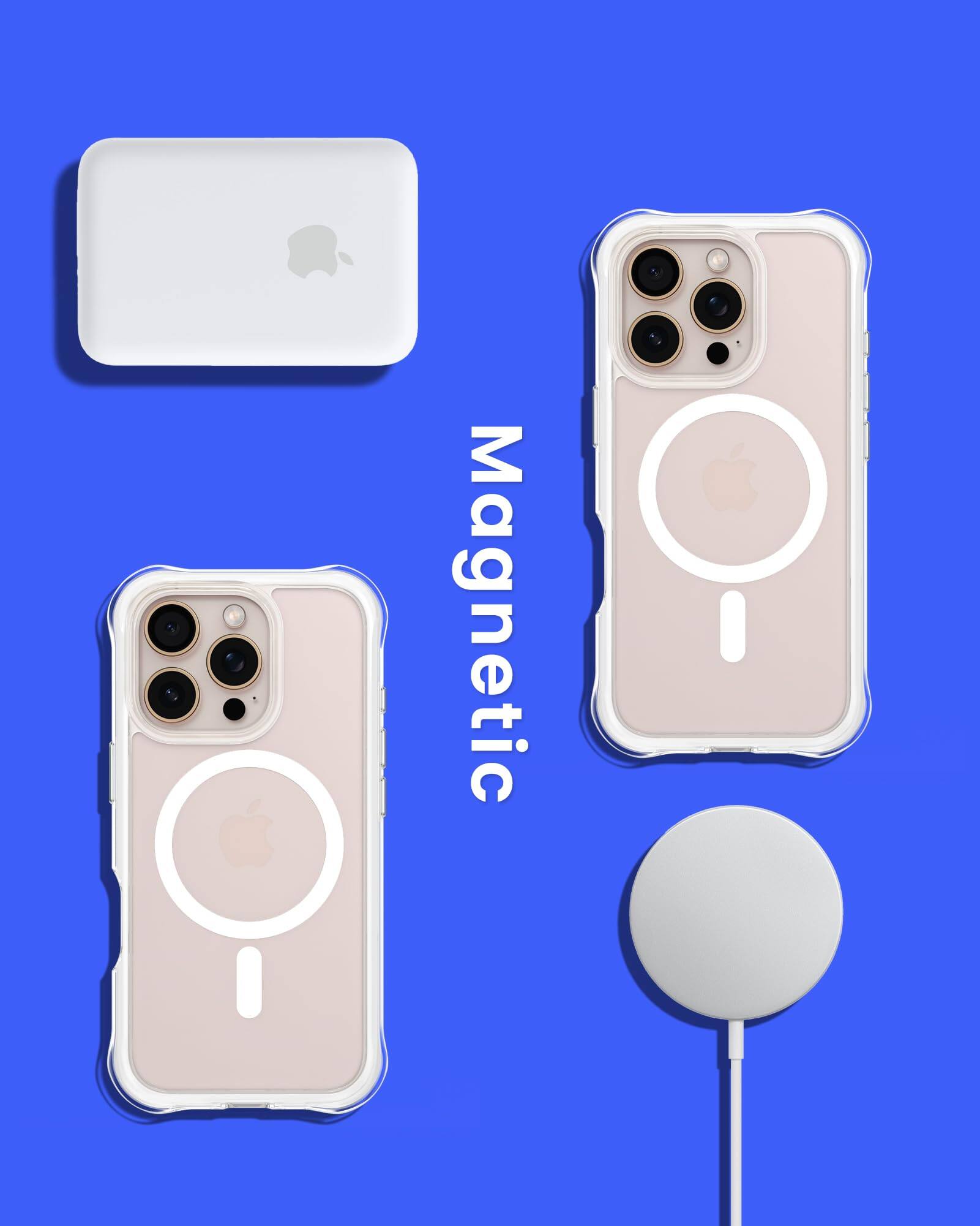 Alt View 6. Ornarto - ORNARTO Air Case for iPhone 16 Pro Clear, Compatible with MagSafe, Military-Grade Drop Protection Cover-White - White.