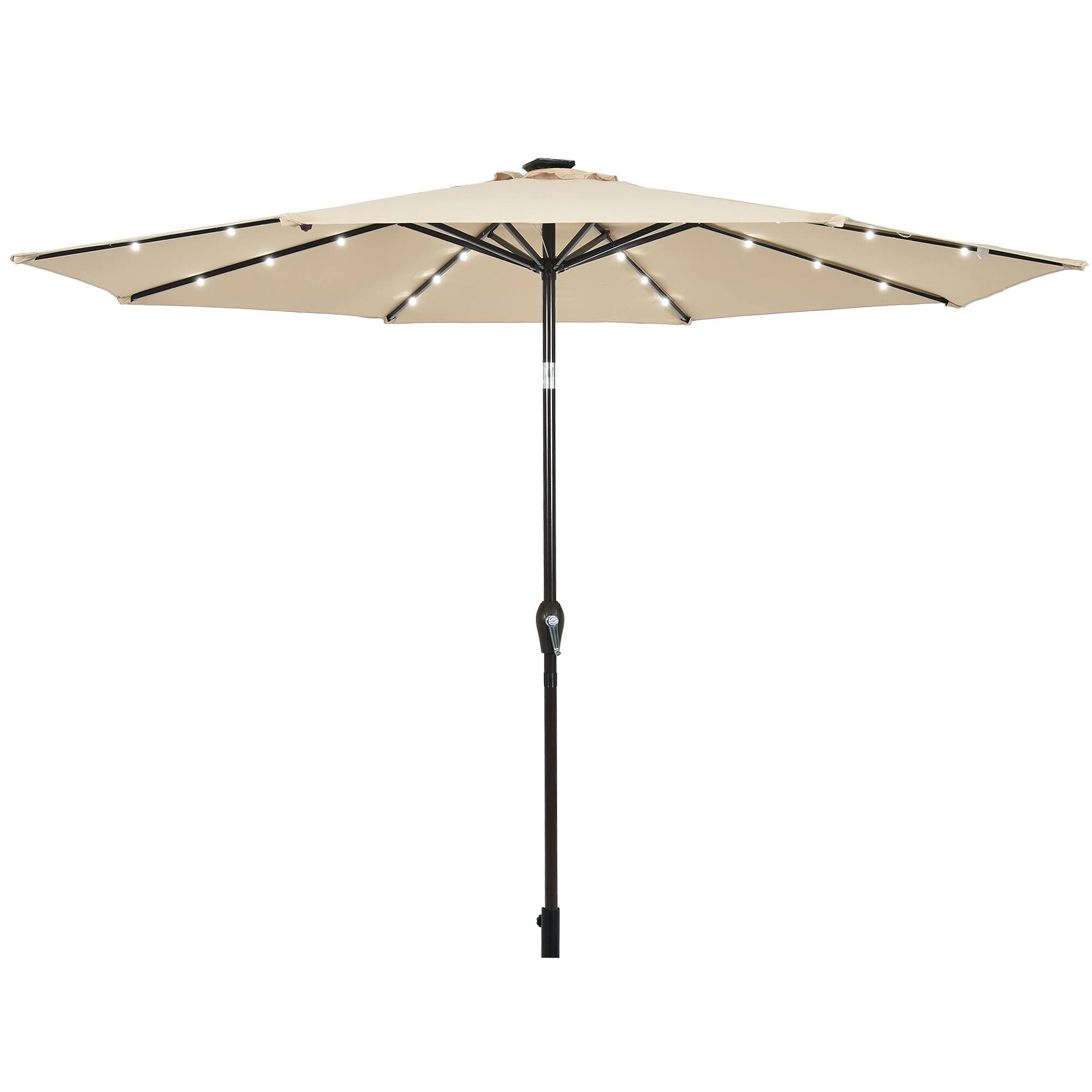 Alt View 3. Gymax - Gymax 10 ft Patio Table Market Umbrella Yard Outdoor w/ Solar LED Lights Beige - Beige.