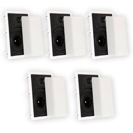 Theater Solutions by Goldwood - TS80W Flush Mount In Wall Speakers with 8" Woofers Home Theater 5 Pack - Paintable White