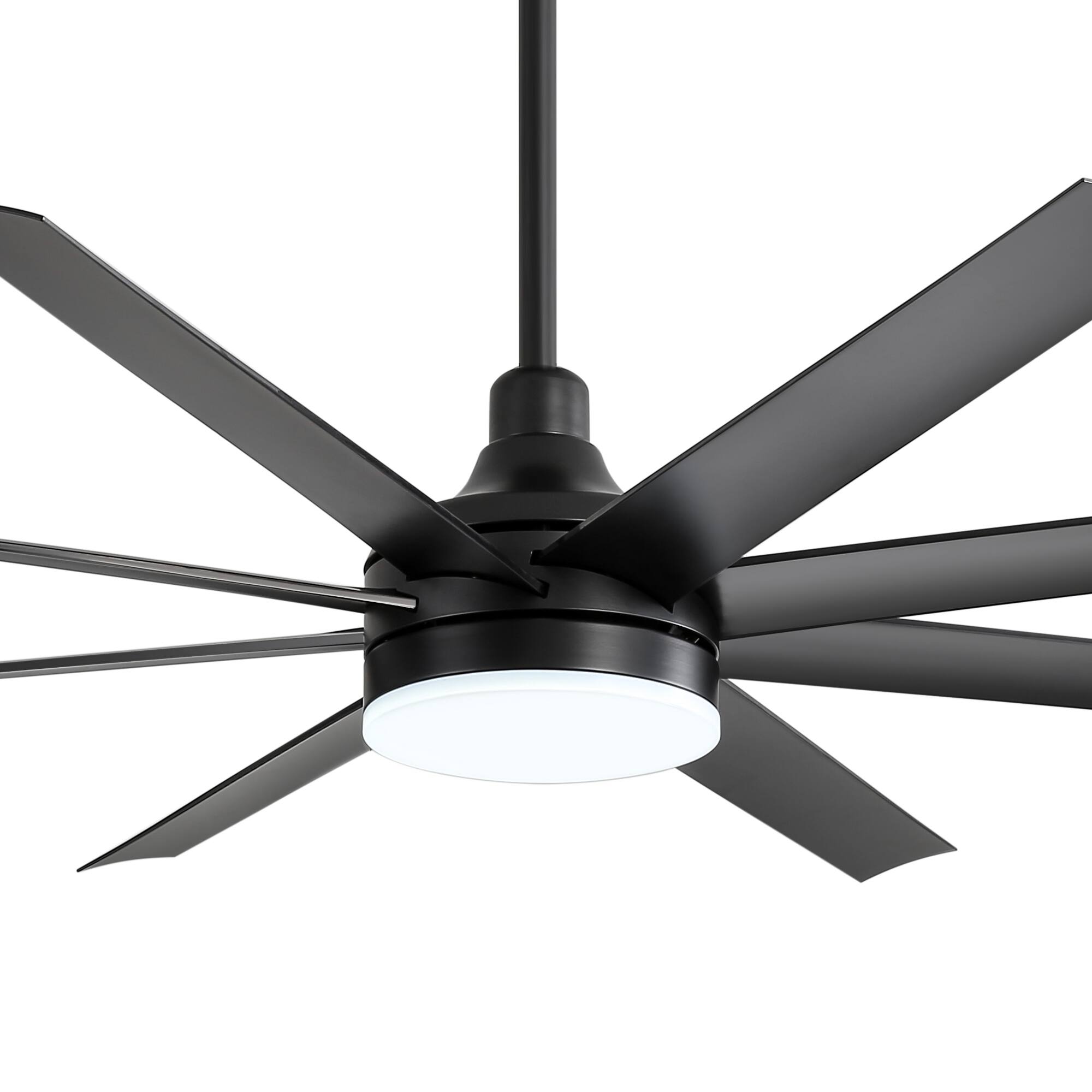 Left. Breezary - 65-Inch Ceiling Fan with 8 ABS Blades, 6-Speed DC Motor, Remote Control with Timer, 2 Downrods, Light/No-Light Options - Black (With Light).