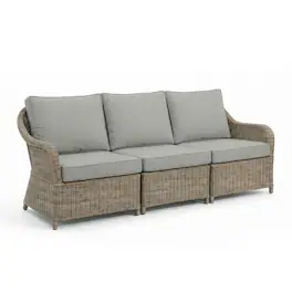 Martha Stewart - Lily Pond Indoor-Outdoor 3-Seat Modular Patio Sofa with All-Weather Cushions - Gray Cushions/Weathered Gray Frame