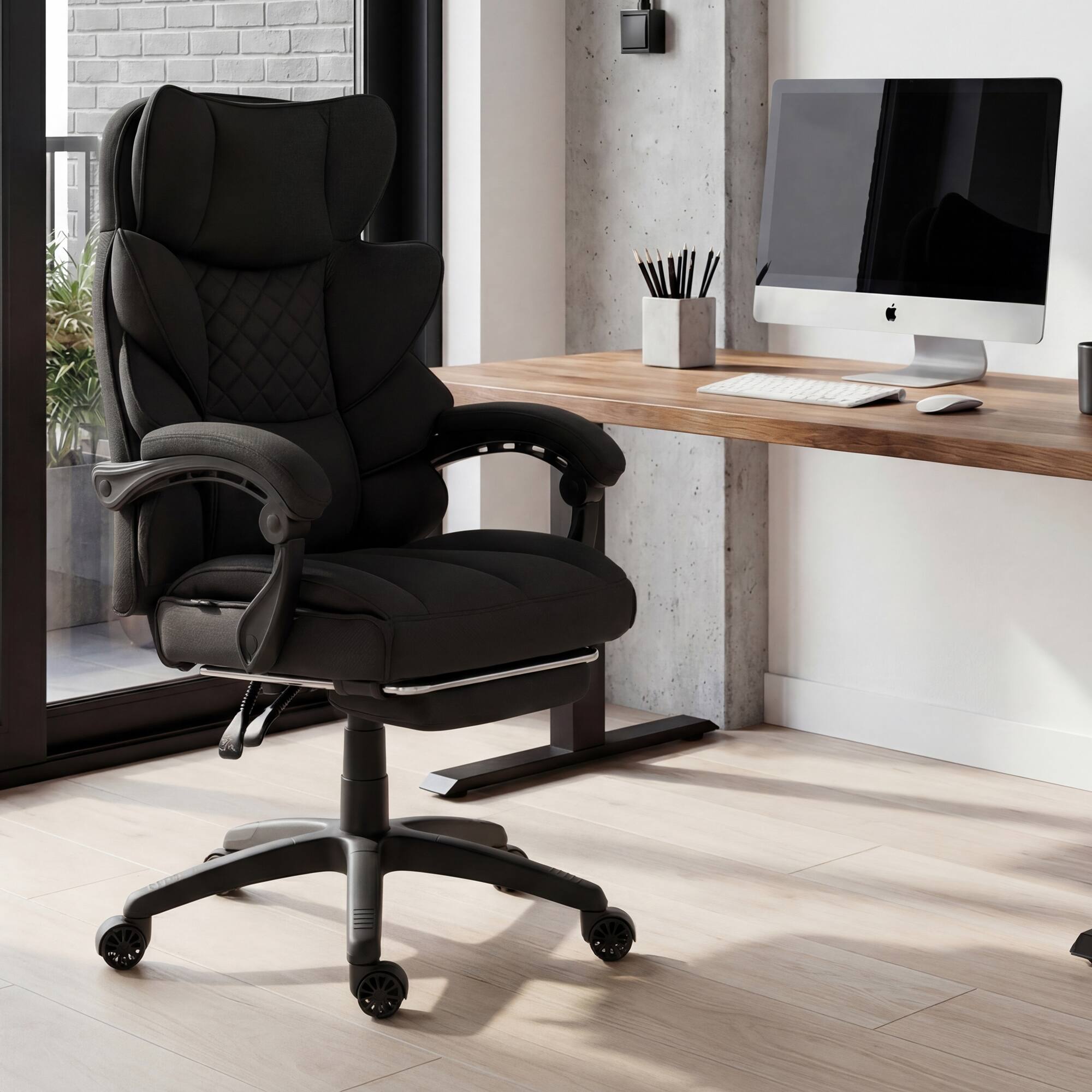 Alt View 4. Dowinx - Dowinx Big and Tall Office Chair with Pocket Spring Cushion,High Back Computer Gaming Chairs with Adjustable Armrests - Black fabric.