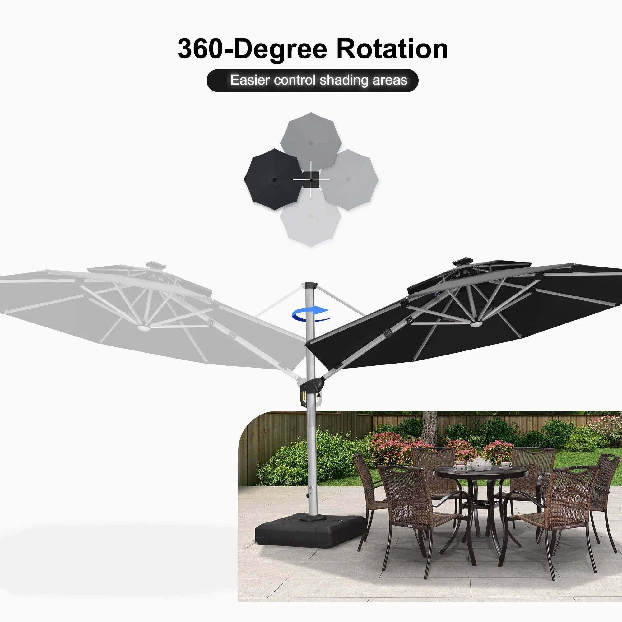 360-Degree Rotation  
Easier control shading areas