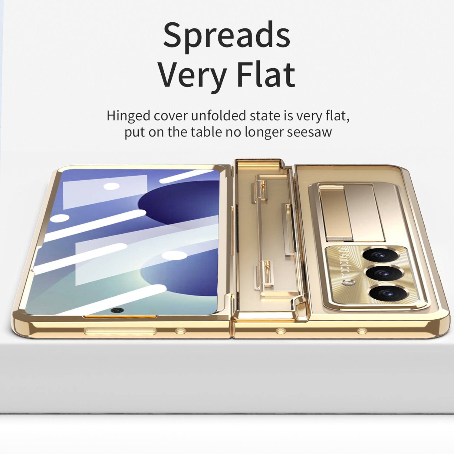Spreads Very Flat  
Hinged cover unfolded state is very flat, put on the table no longer seesaw